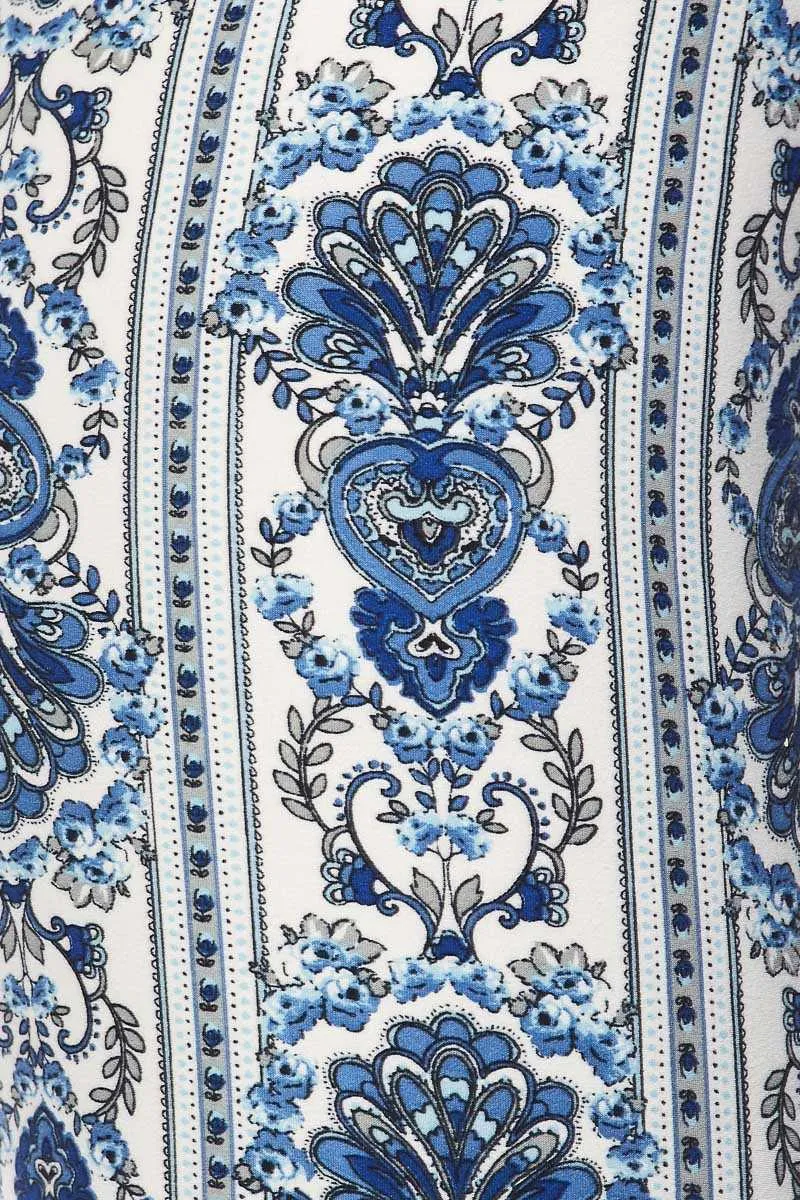 Blue Wallpaper Floral Plus Size Leggings