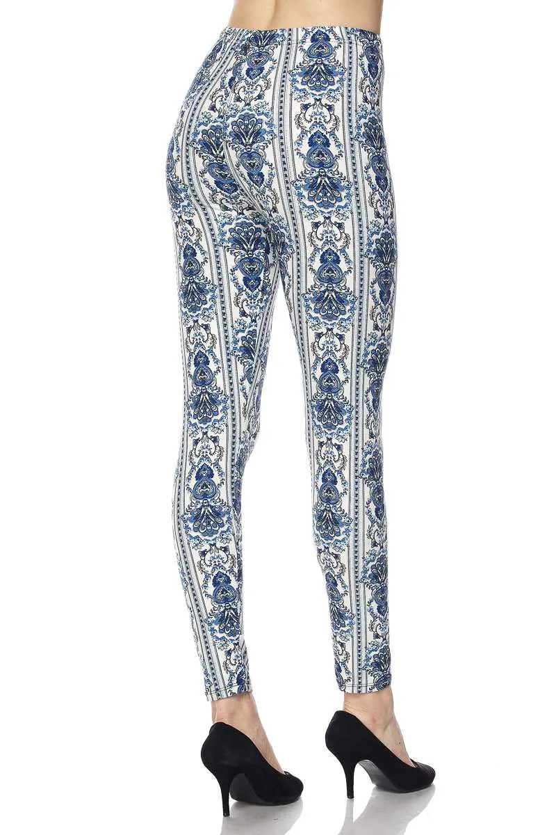 Blue Wallpaper Floral Plus Size Leggings