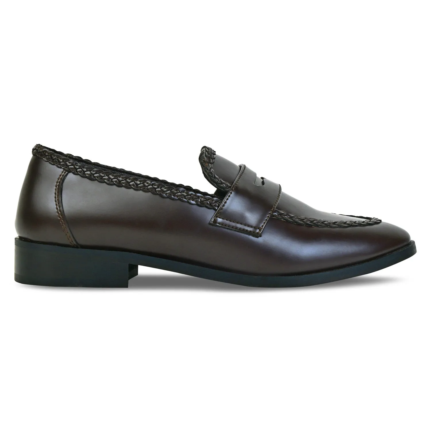 Braided Patina Loafer- Burgundy