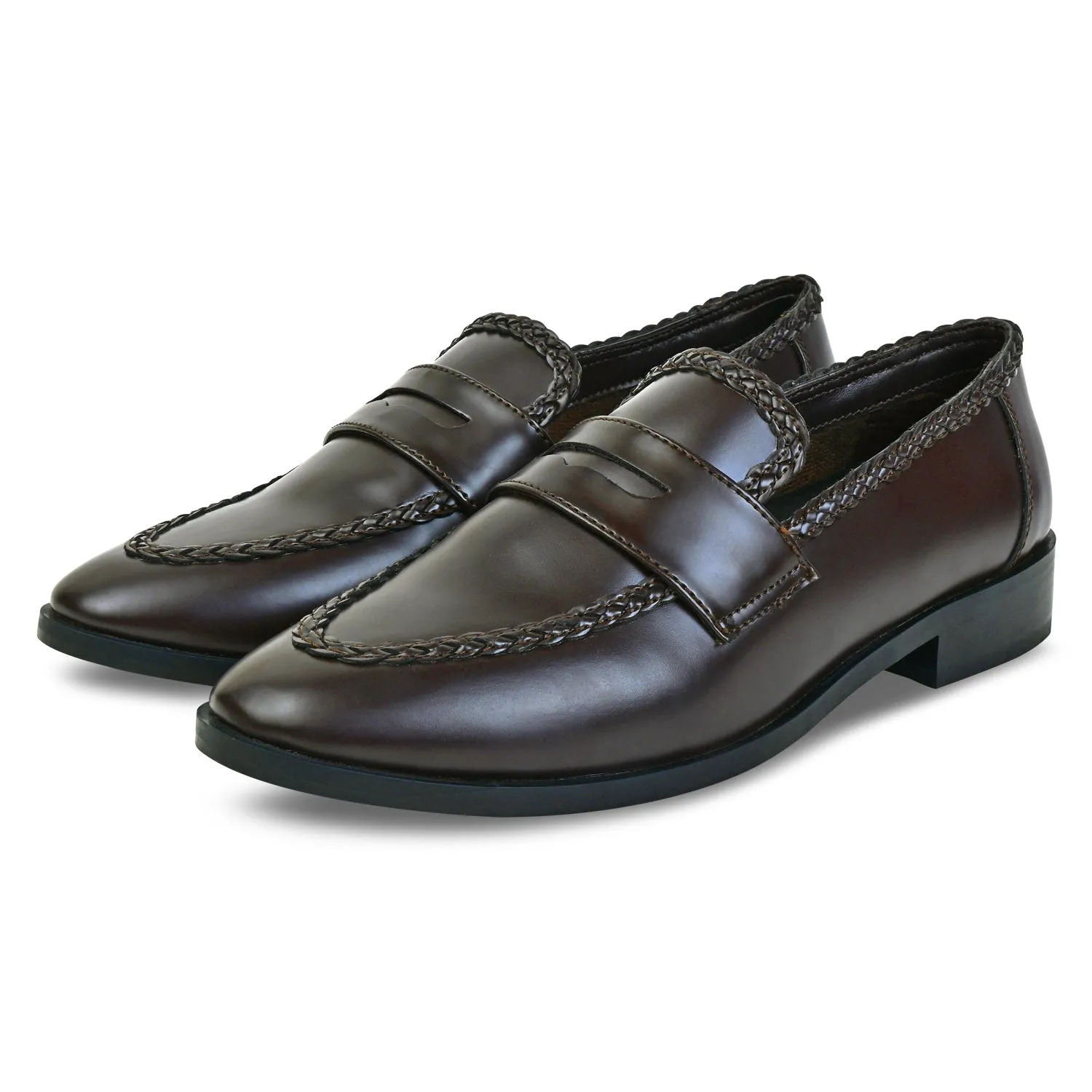 Braided Patina Loafer- Burgundy