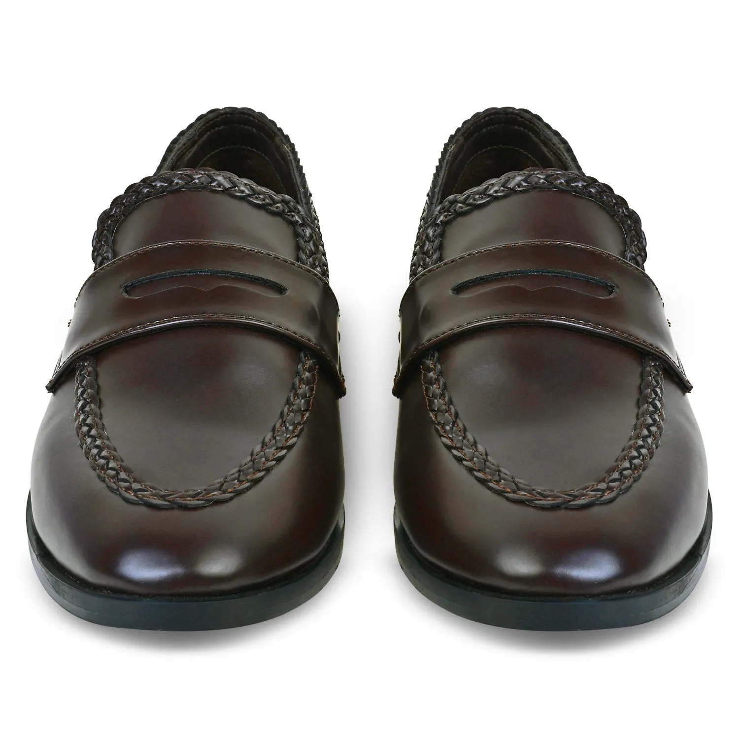 Braided Patina Loafer- Burgundy