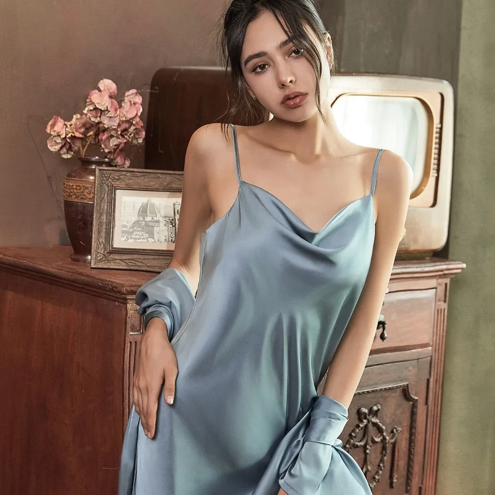 Bridal Satin Lingerie Robe & Nightgown Set