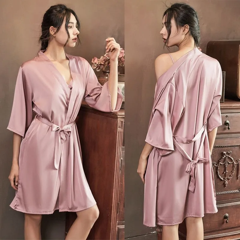 Bridal Satin Lingerie Robe & Nightgown Set