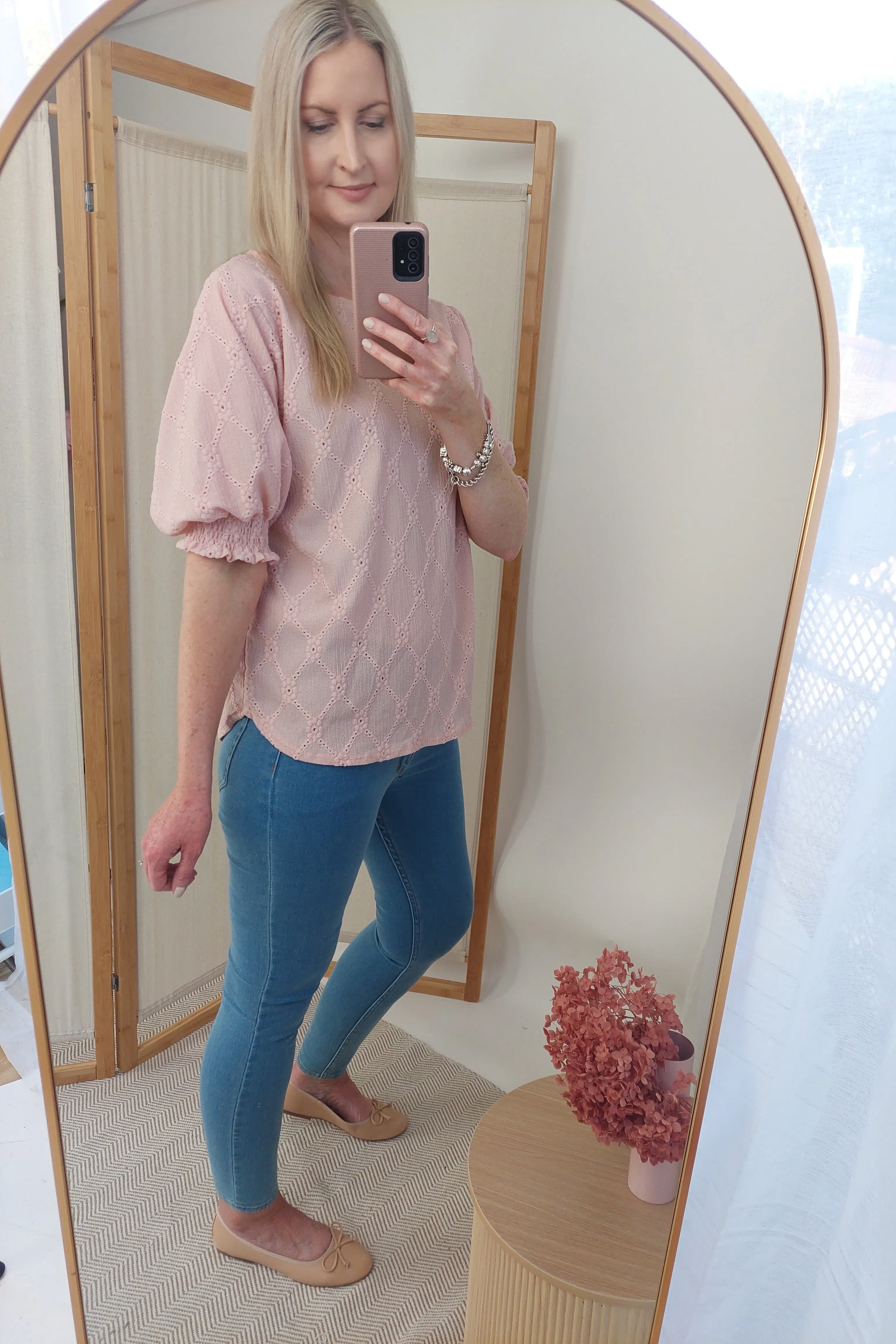 Broderie Anglaise Textured Lilly Top - Light Pink