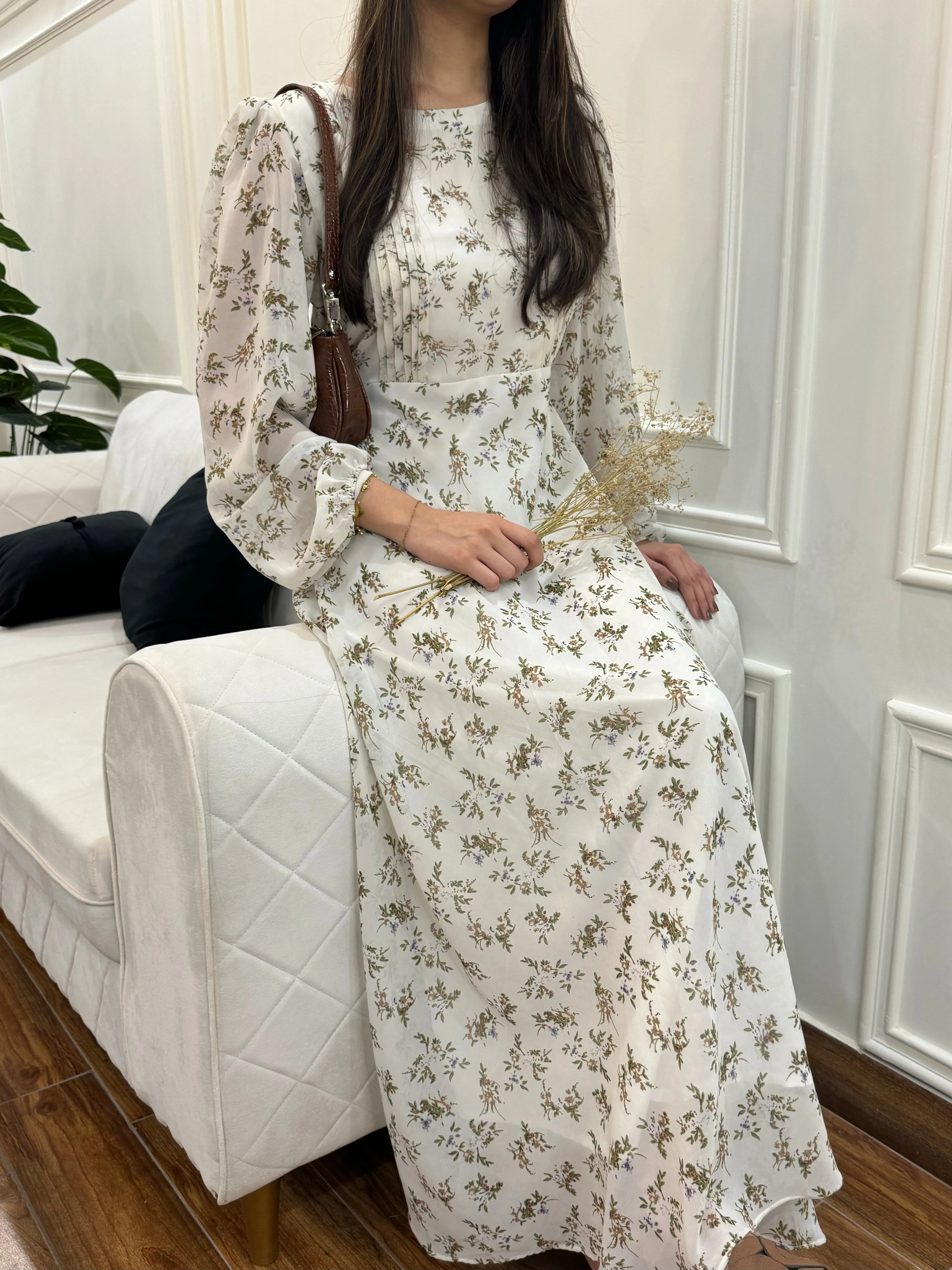 Calla Floral Long Dress by Silk and Saffron