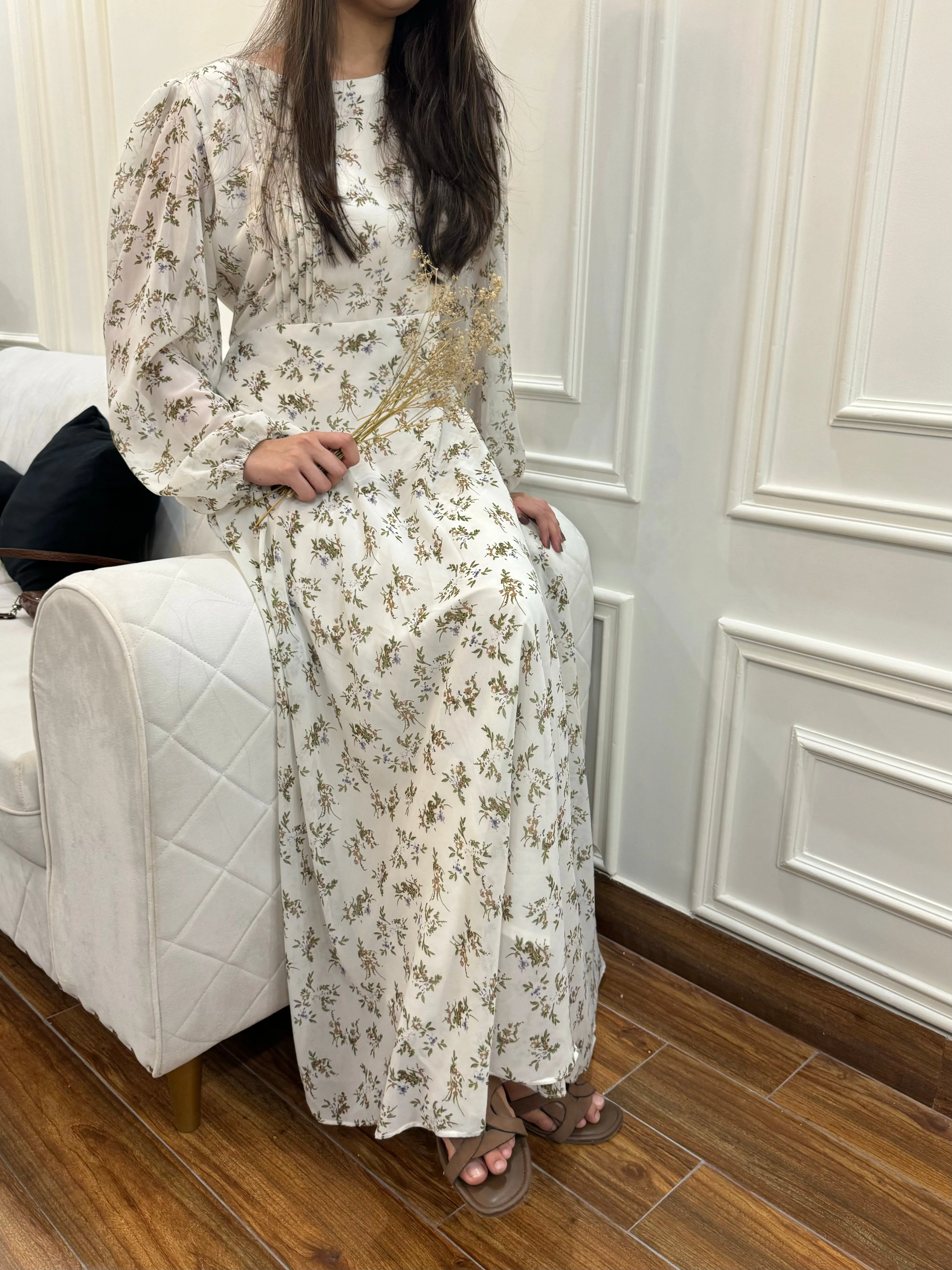 Calla Floral Long Dress by Silk and Saffron