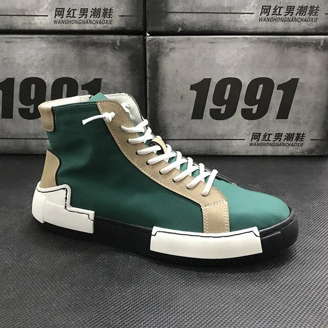 Causal shoes Flats Moccasins Male High Top Rock hip hop mixed color shoes For Man