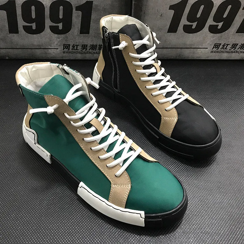 Causal shoes Flats Moccasins Male High Top Rock hip hop mixed color shoes For Man