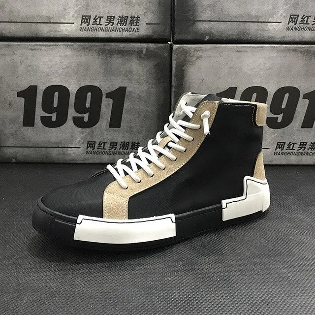 Causal shoes Flats Moccasins Male High Top Rock hip hop mixed color shoes For Man