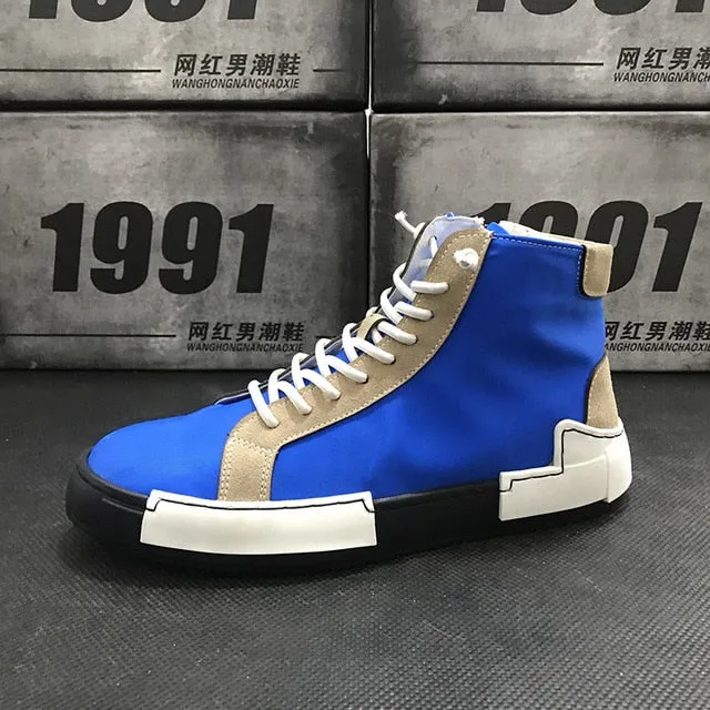 Causal shoes Flats Moccasins Male High Top Rock hip hop mixed color shoes For Man