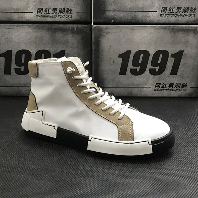 Causal shoes Flats Moccasins Male High Top Rock hip hop mixed color shoes For Man