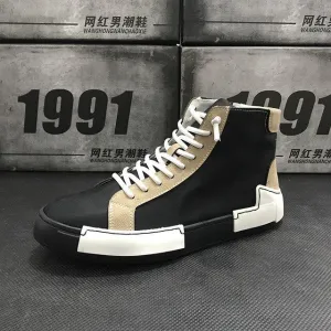 Causal shoes Flats Moccasins Male High Top Rock hip hop mixed color shoes For Man