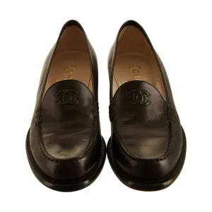 Chanel Black Logo Loafers