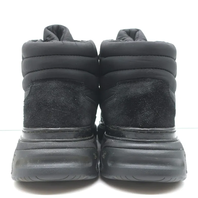 Chanel CC Platform High Top Sneakers Black Nylon & Suede Size 35.5