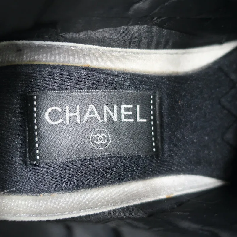 Chanel CC Platform High Top Sneakers Black Nylon & Suede Size 35.5