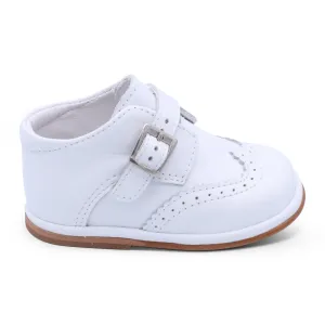 'Chico' Boys White Leather Buckle Boots
