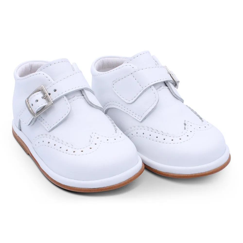 'Chico' Boys White Leather Buckle Boots