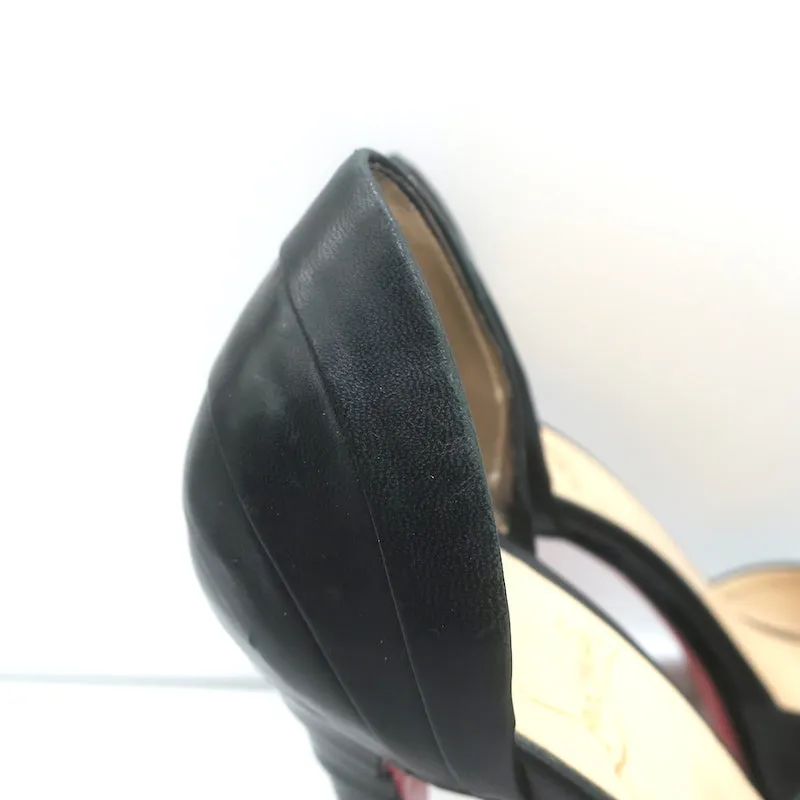 Christian Louboutin Armadillo 120 d'Orsay Peep Toe Pumps Black Leather Size 36.5