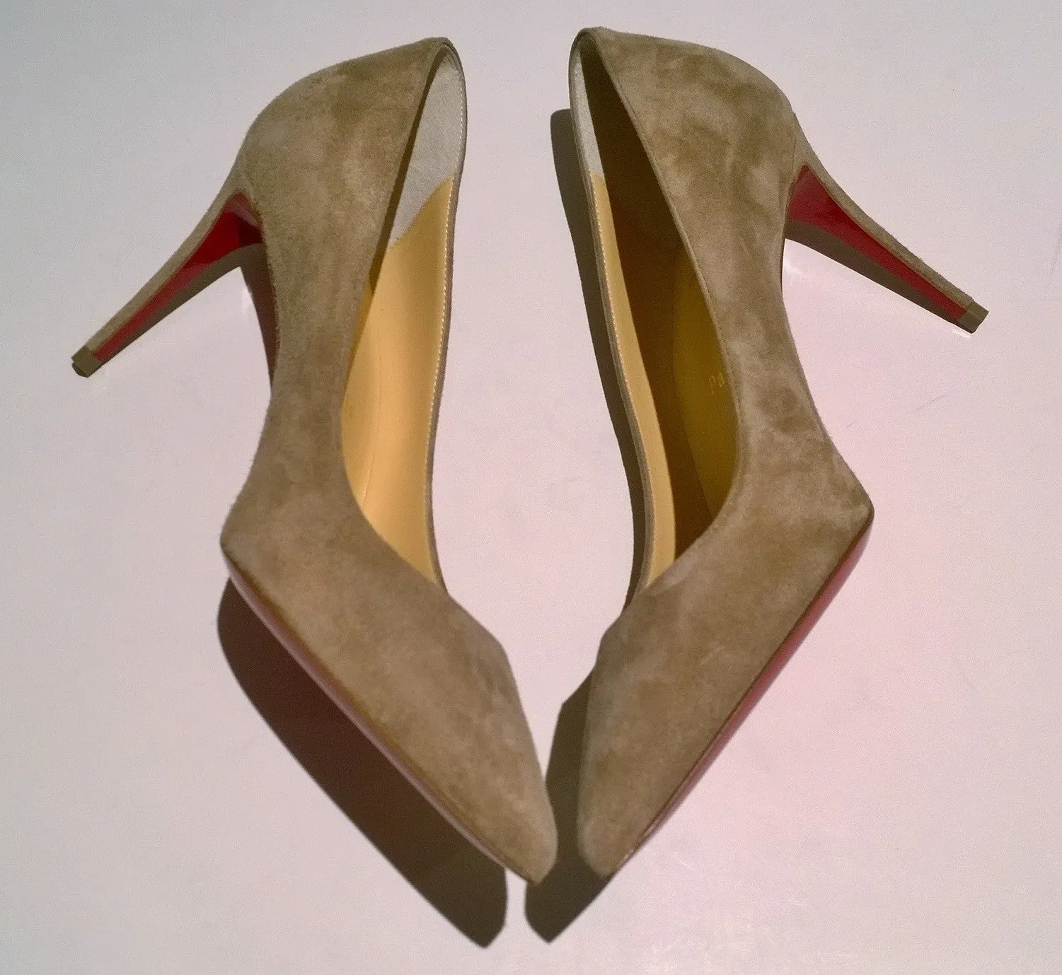 Christian Louboutin Kate 85 Fennec Khaki Brown Suede Heels Veau Velours