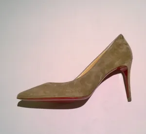 Christian Louboutin Kate 85 Fennec Khaki Brown Suede Heels Veau Velours