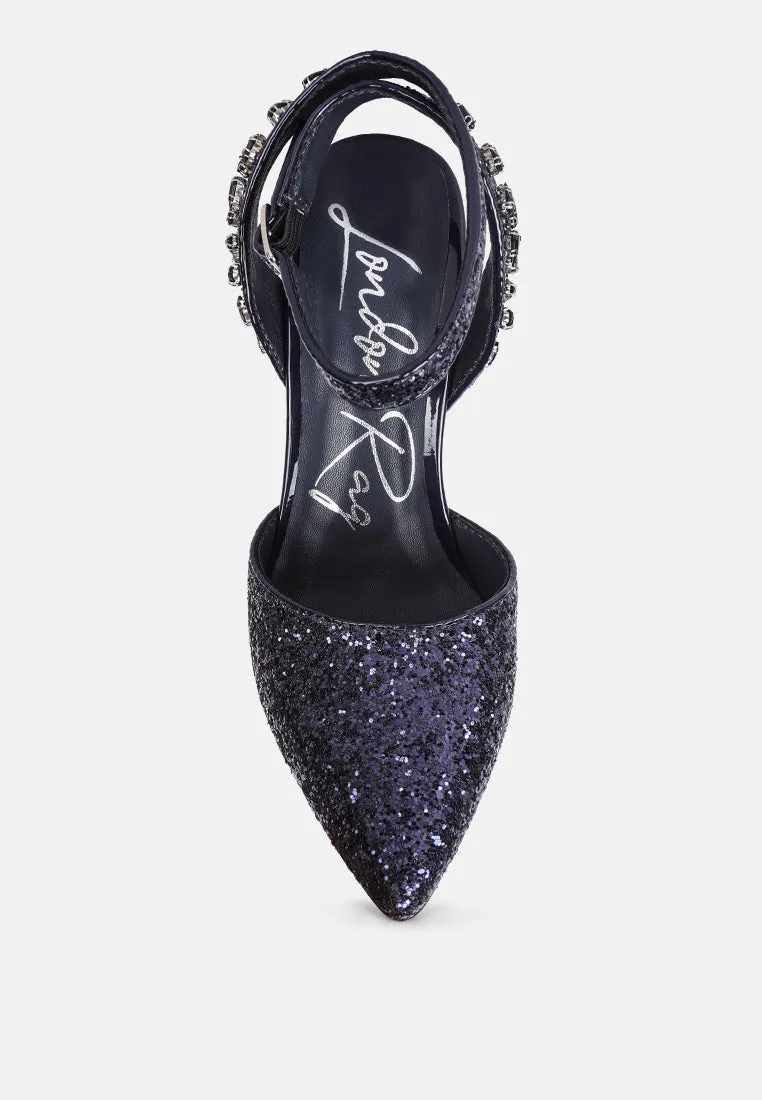 Cloriss Diamante Embellished Glitter High Heels By Ruw