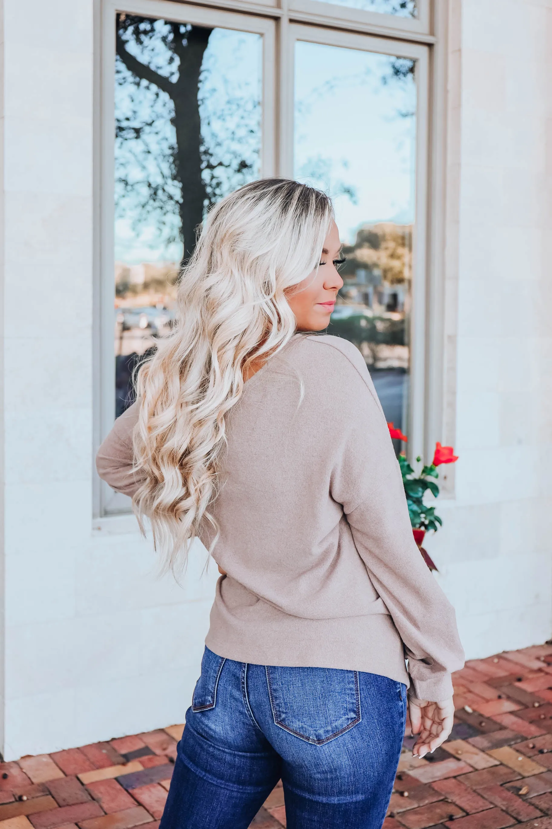 Curls & Pearls Sweater-Taupe