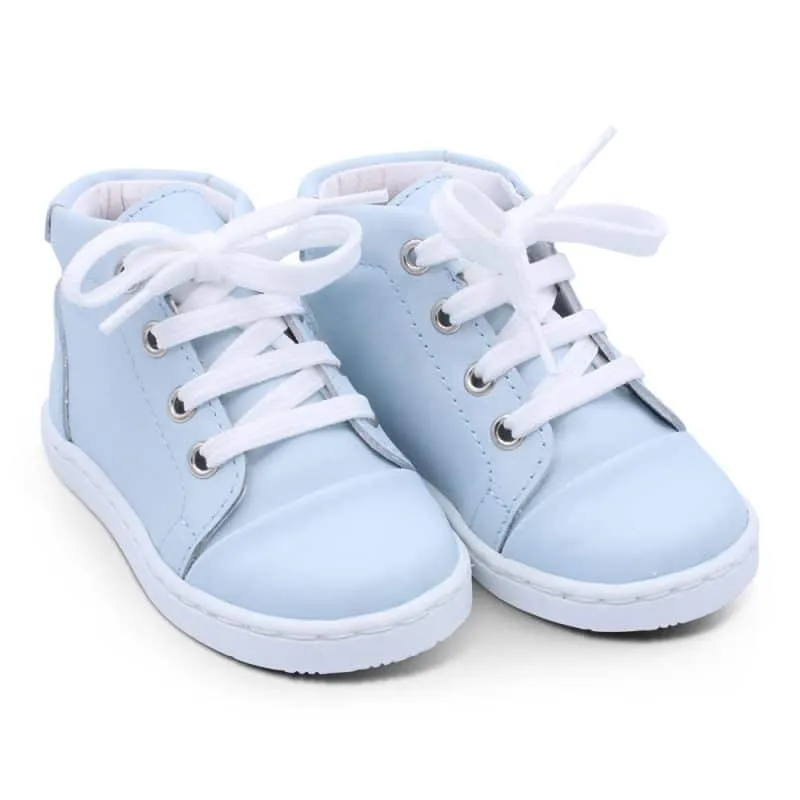 'Danilo' Boys Pale Blue Leather High-Tops