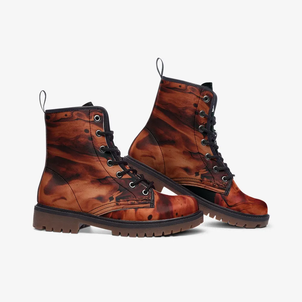 Dark Brown Marble Vegan Leather Unisex Boots