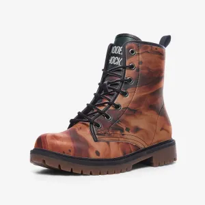 Dark Brown Marble Vegan Leather Unisex Boots