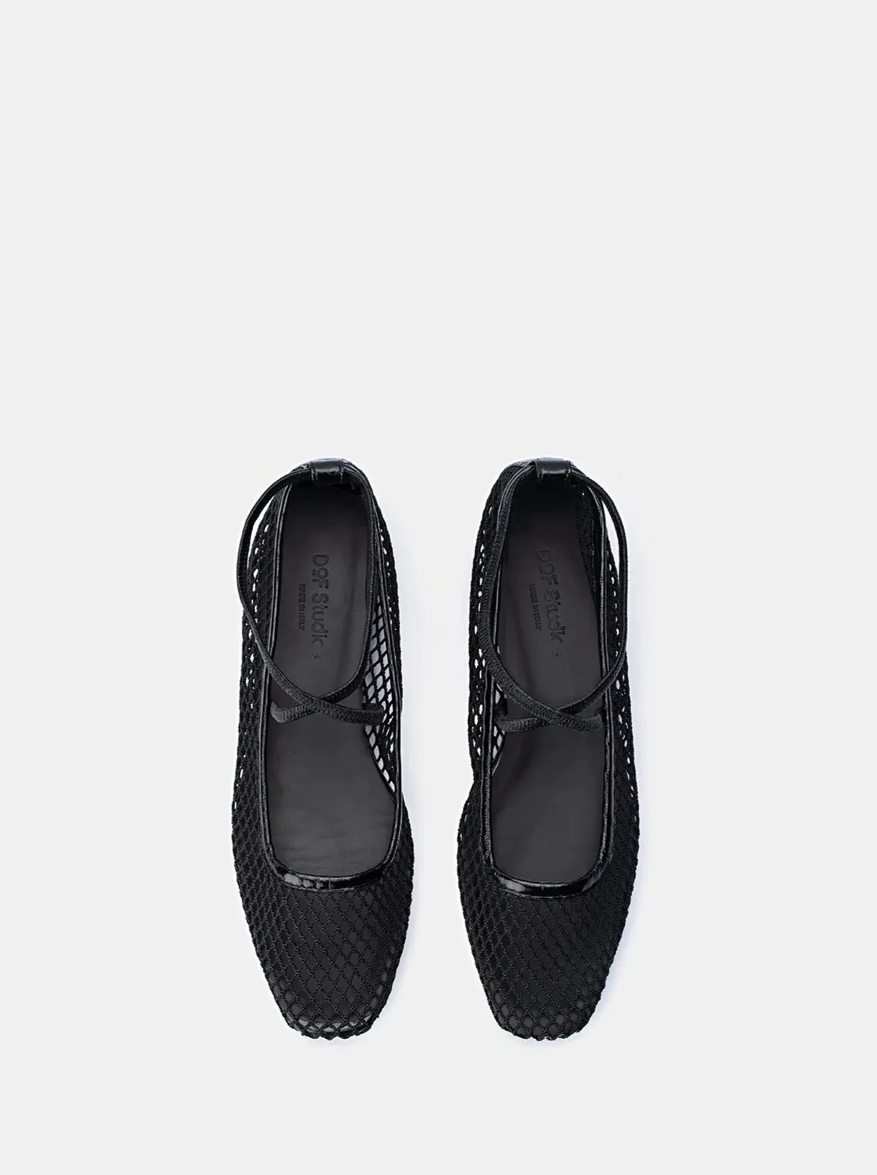 DOF Studios Isabella Ballet Flat in Black Cotton Net