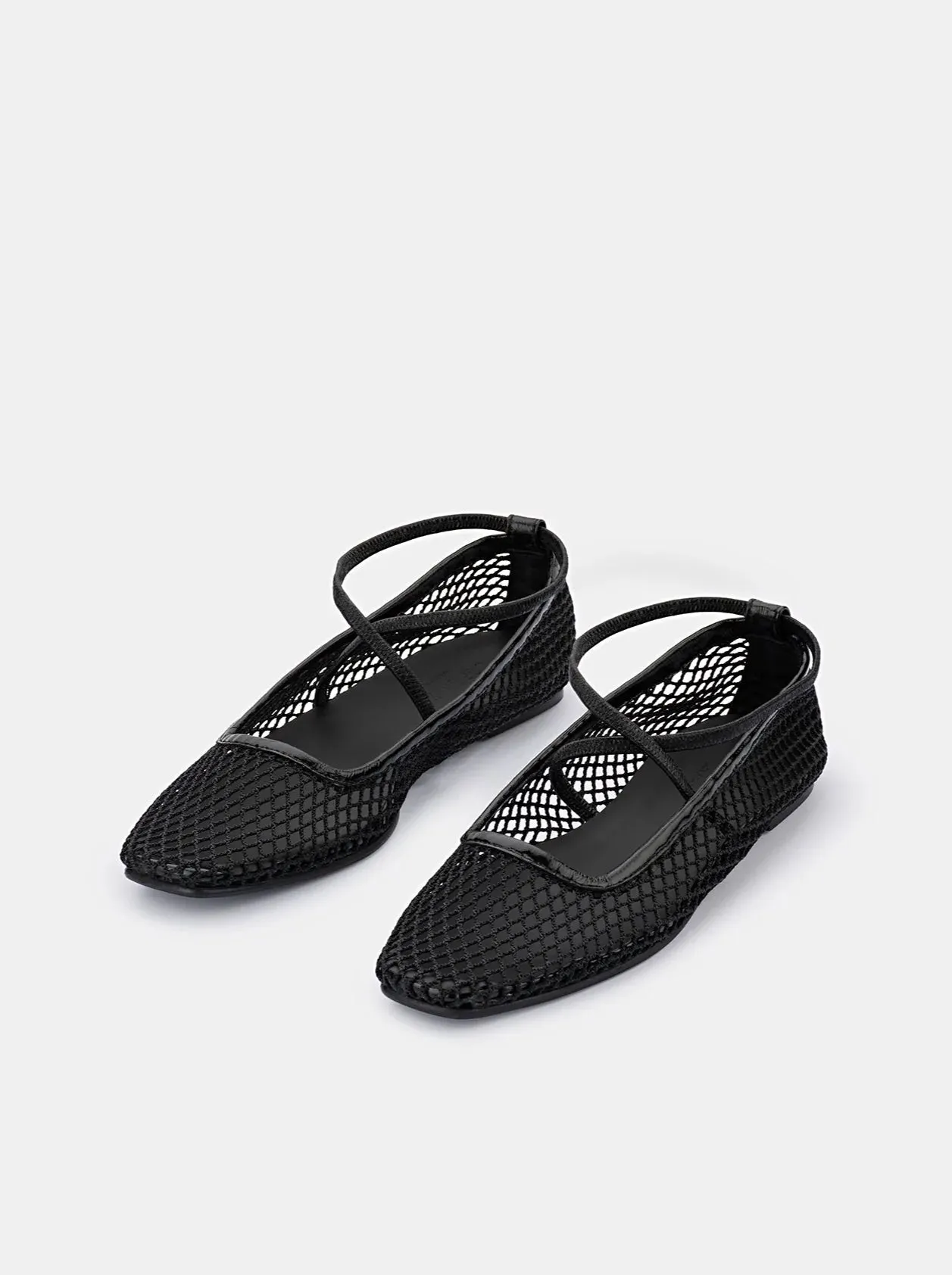 DOF Studios Isabella Ballet Flat in Black Cotton Net