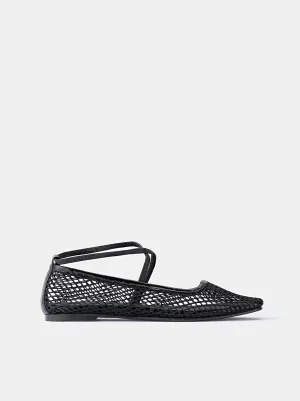DOF Studios Isabella Ballet Flat in Black Cotton Net