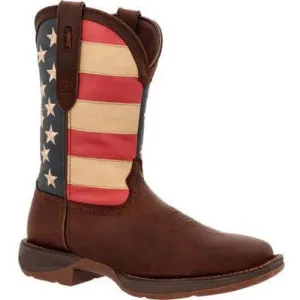 Durango Men's Rebel Patriotic 11" Soft Toe Pull On Western Classic Boot- Brown- DB5554