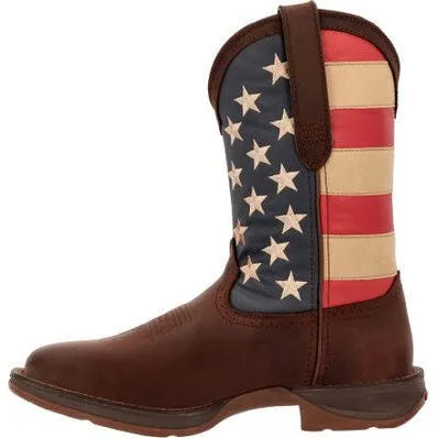 Durango Men's Rebel Patriotic 11" Soft Toe Pull On Western Classic Boot- Brown- DB5554