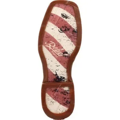 Durango Men's Rebel Patriotic 11" Soft Toe Pull On Western Classic Boot- Brown- DB5554