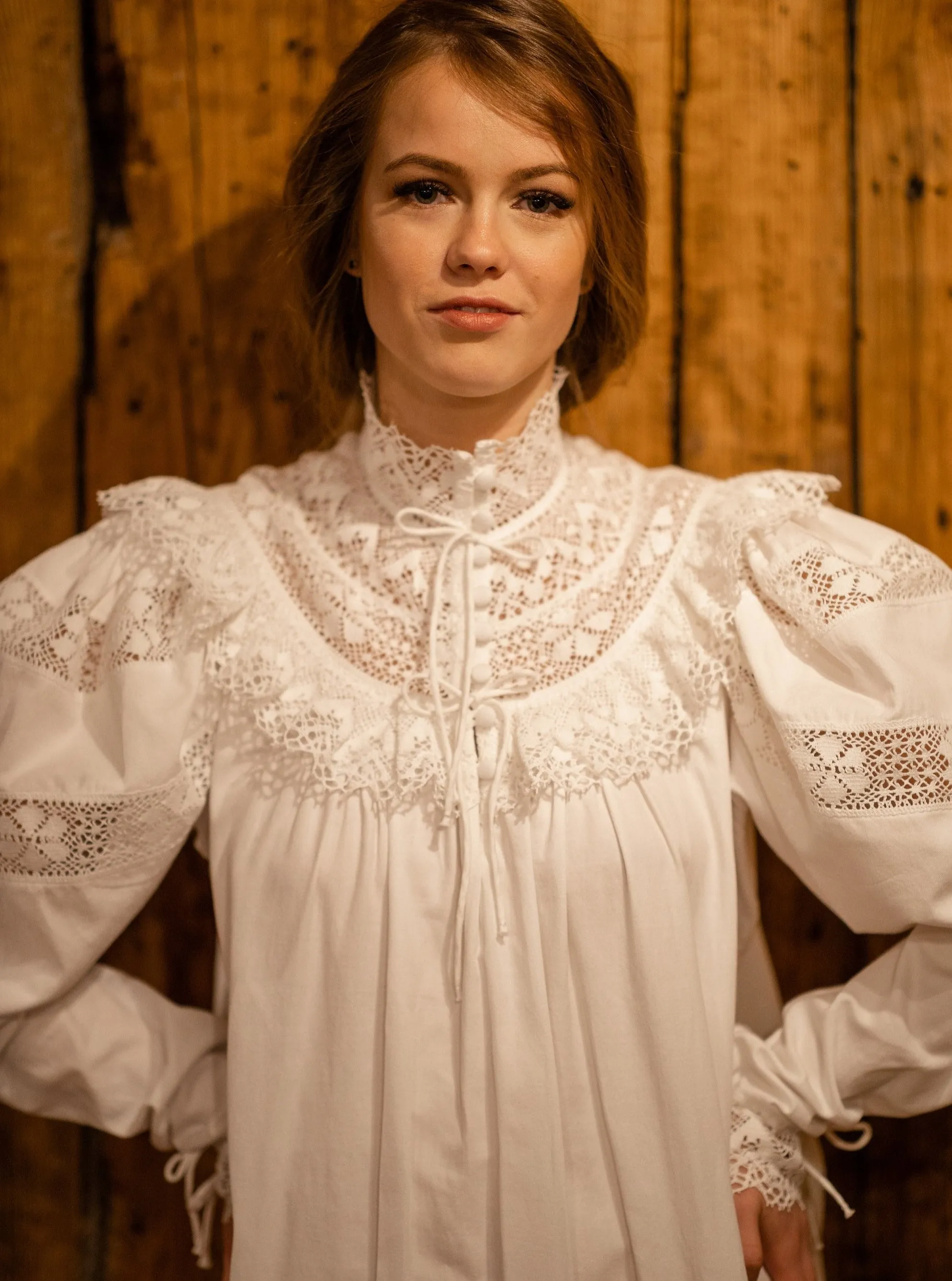 Edwardian Winter - Vintage Inspired Gown in White Organic Cotton