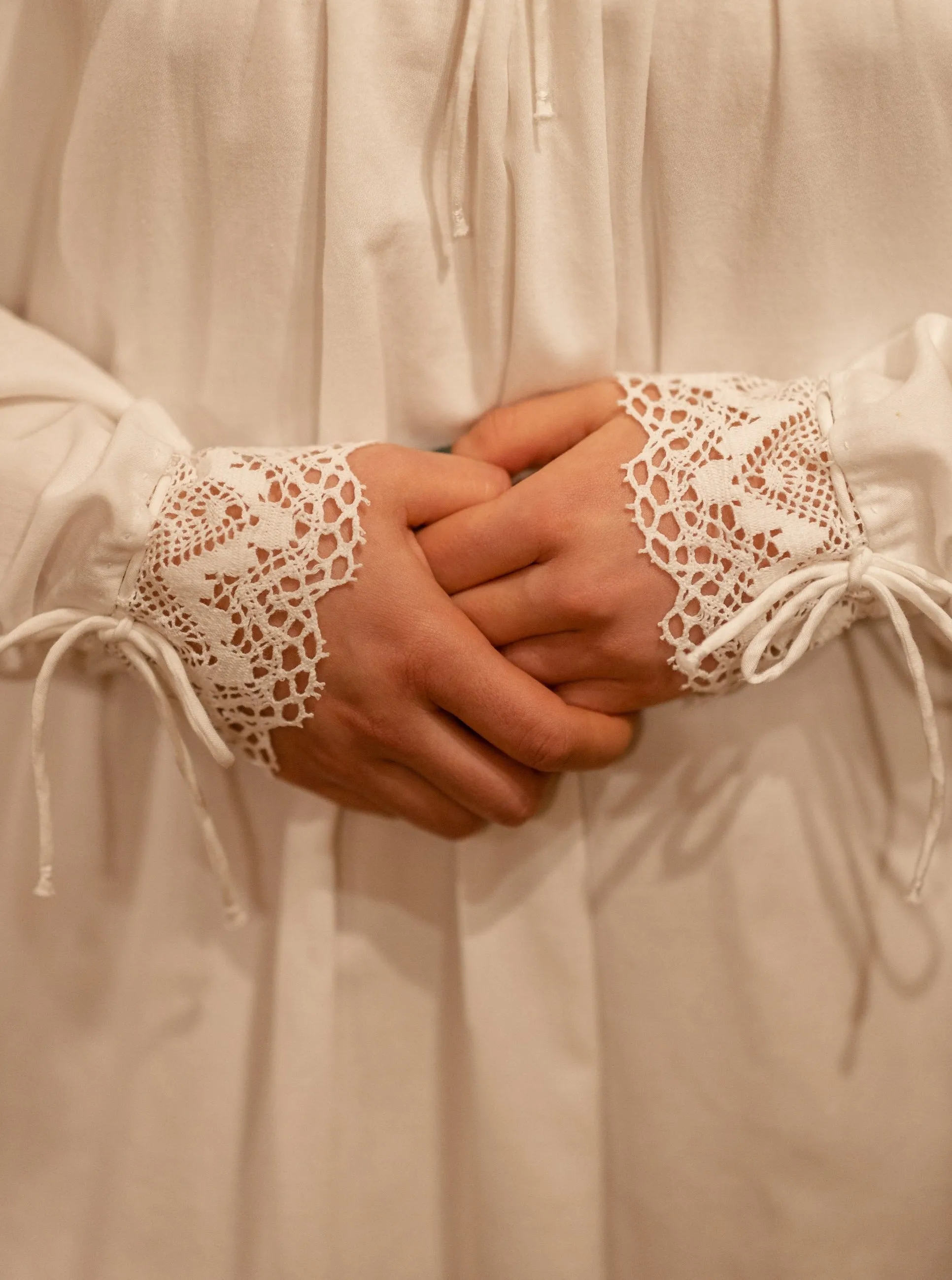 Edwardian Winter - Vintage Inspired Gown in White Organic Cotton