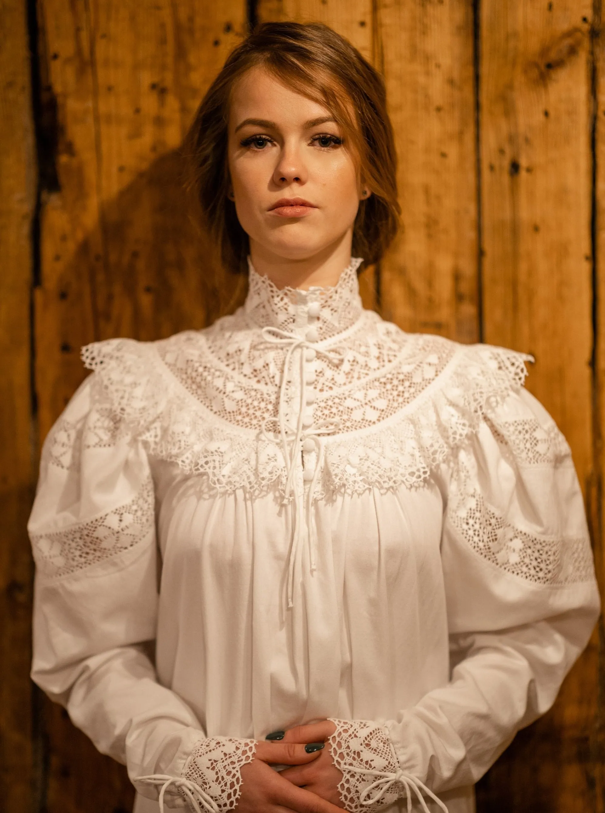 Edwardian Winter - Vintage Inspired Gown in White Organic Cotton