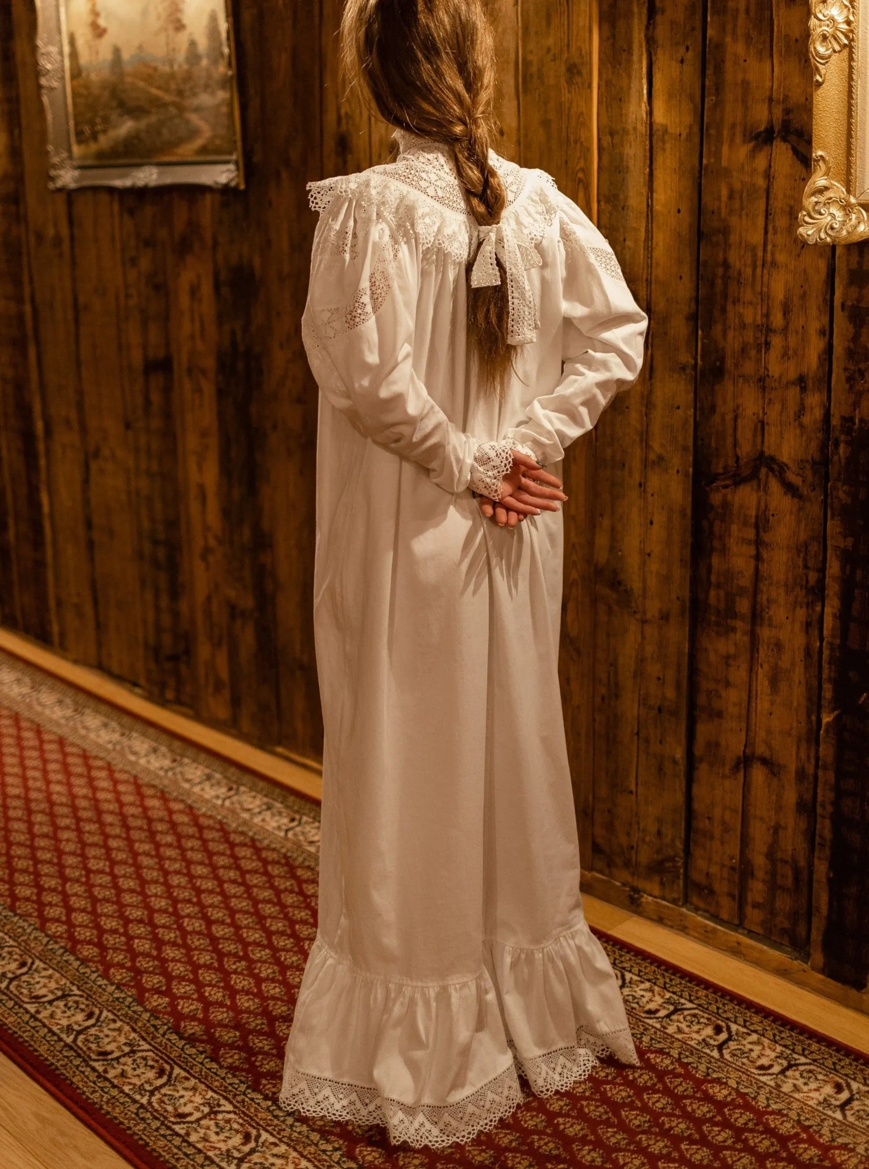 Edwardian Winter - Vintage Inspired Gown in White Organic Cotton