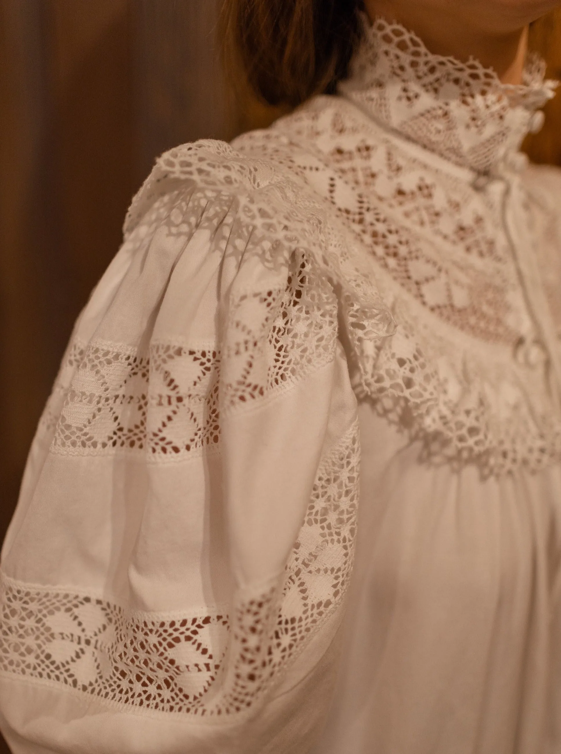 Edwardian Winter - Vintage Inspired Gown in White Organic Cotton