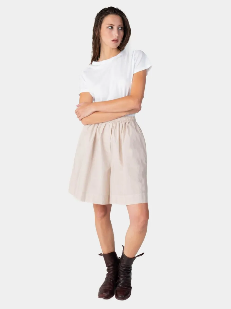 Elastic Tie Waist Cotton Boxy Shorts