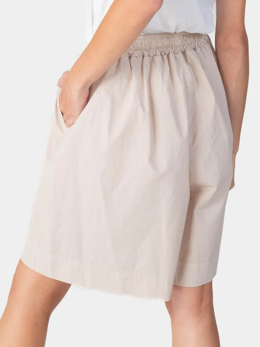 Elastic Tie Waist Cotton Boxy Shorts