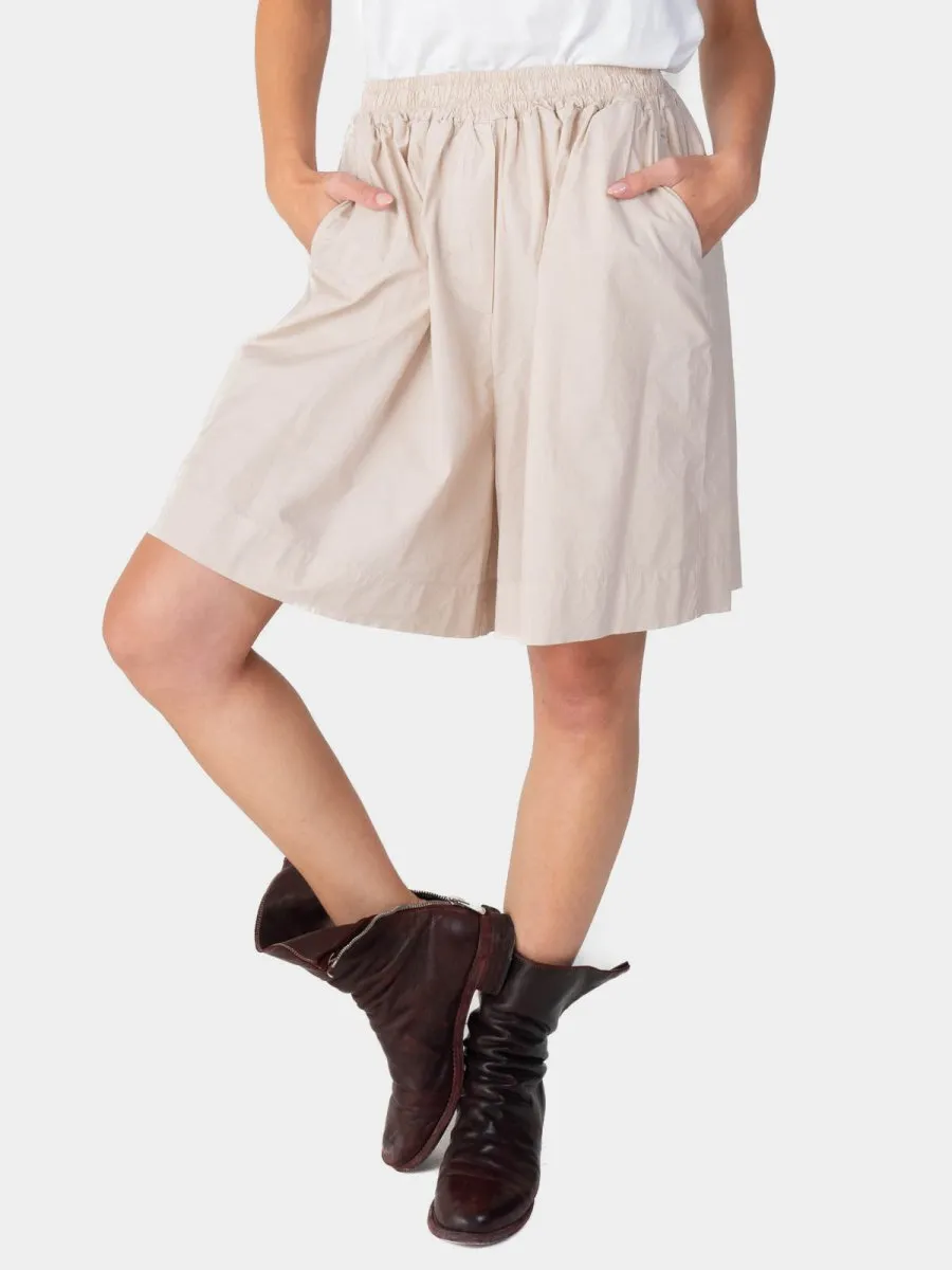 Elastic Tie Waist Cotton Boxy Shorts