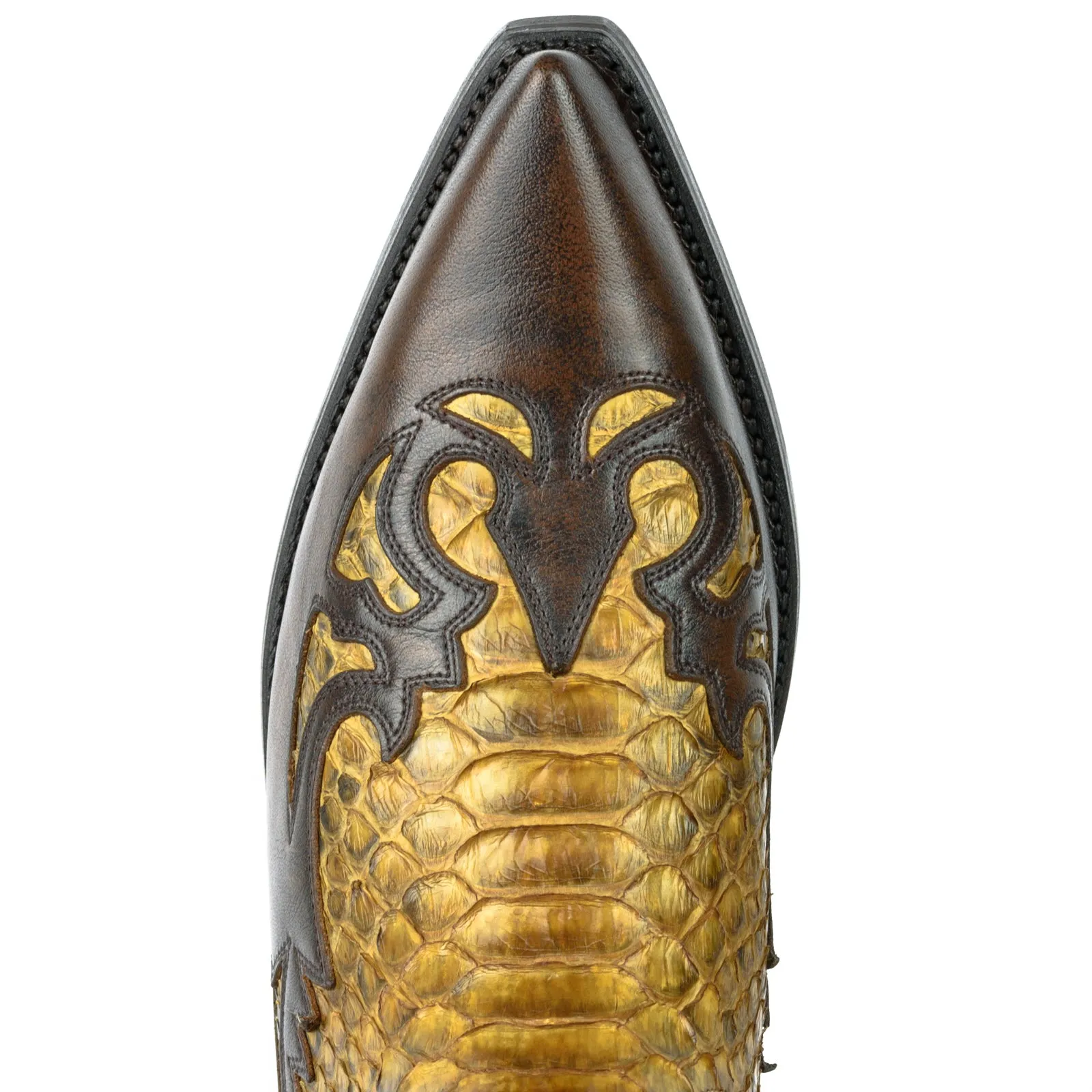 Exotic Handmade Brown and Yellow Leather 1935-C Texan Cowboy Boots for Women and Men