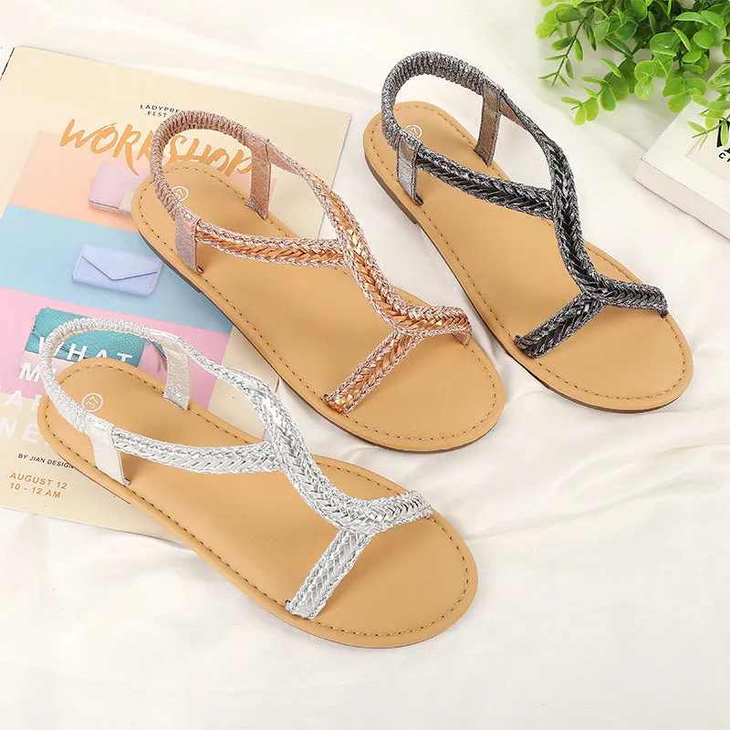 Fashion Light Soft Bottom Sandals Female Summer Flat Bottom Thank Summer Ladies Slip Non-slip Women's Shoes Wear Sandals