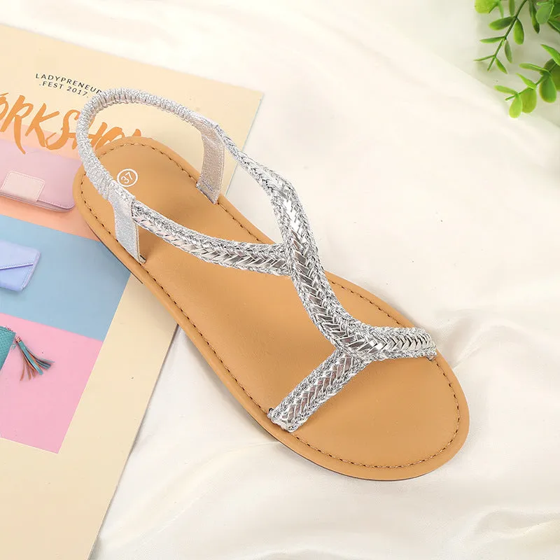 Fashion Light Soft Bottom Sandals Female Summer Flat Bottom Thank Summer Ladies Slip Non-slip Women's Shoes Wear Sandals