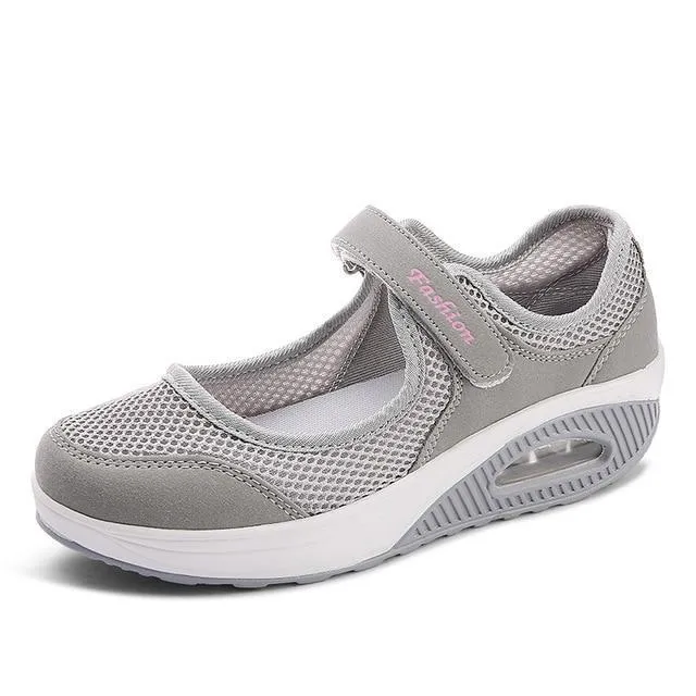 Fashion Women Flats Platform Shoes Breathable Mesh Casual Shoes