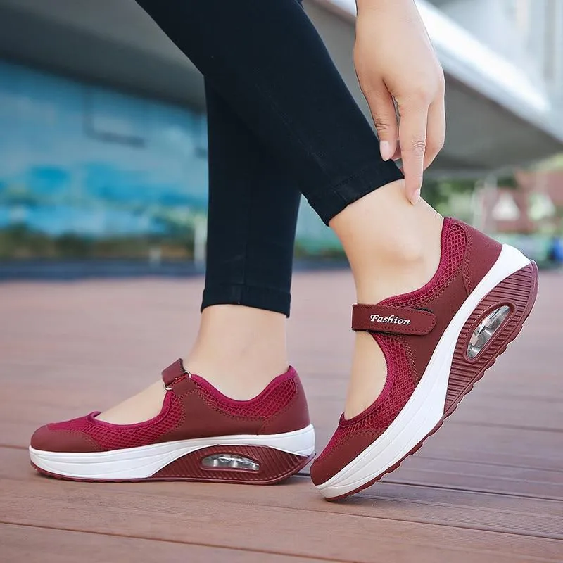Fashion Women Flats Platform Shoes Breathable Mesh Casual Shoes