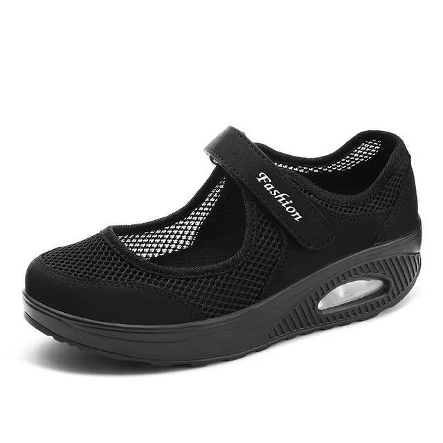 Fashion Women Flats Platform Shoes Breathable Mesh Casual Shoes