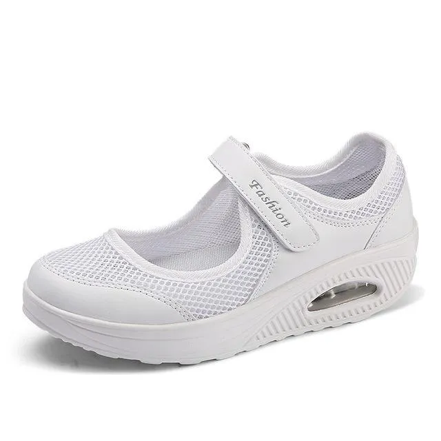 Fashion Women Flats Platform Shoes Breathable Mesh Casual Shoes